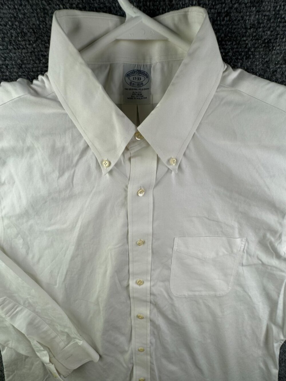 Brooks Brothers Men Non Iron Button Up Shirt Long Sleeve White 17 33 Slim Fit